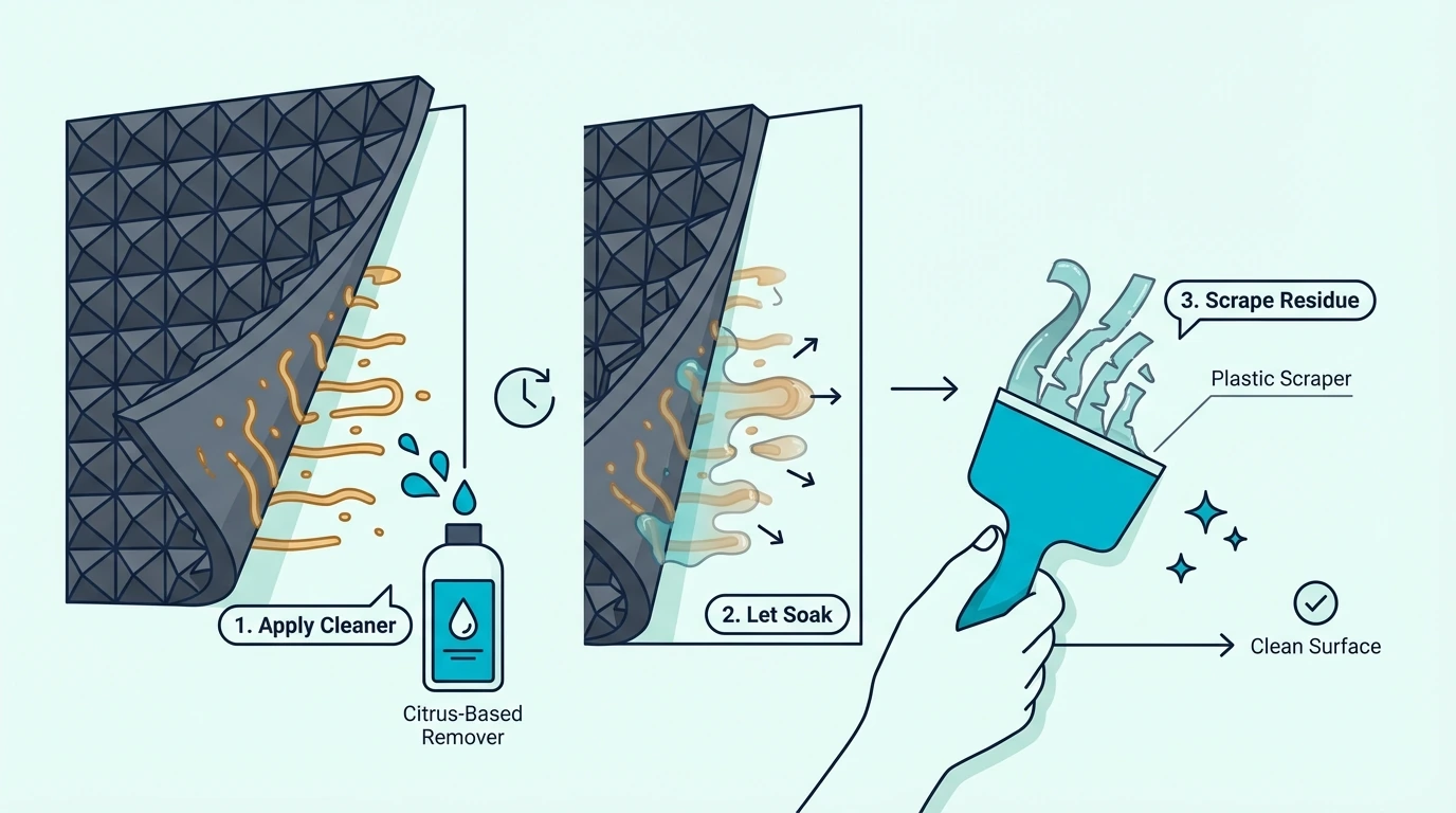 Citrus remover and plastic scraper cleaning glue residue