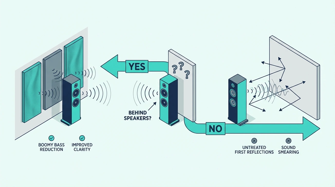Decision guide for treating the wall behind speakers