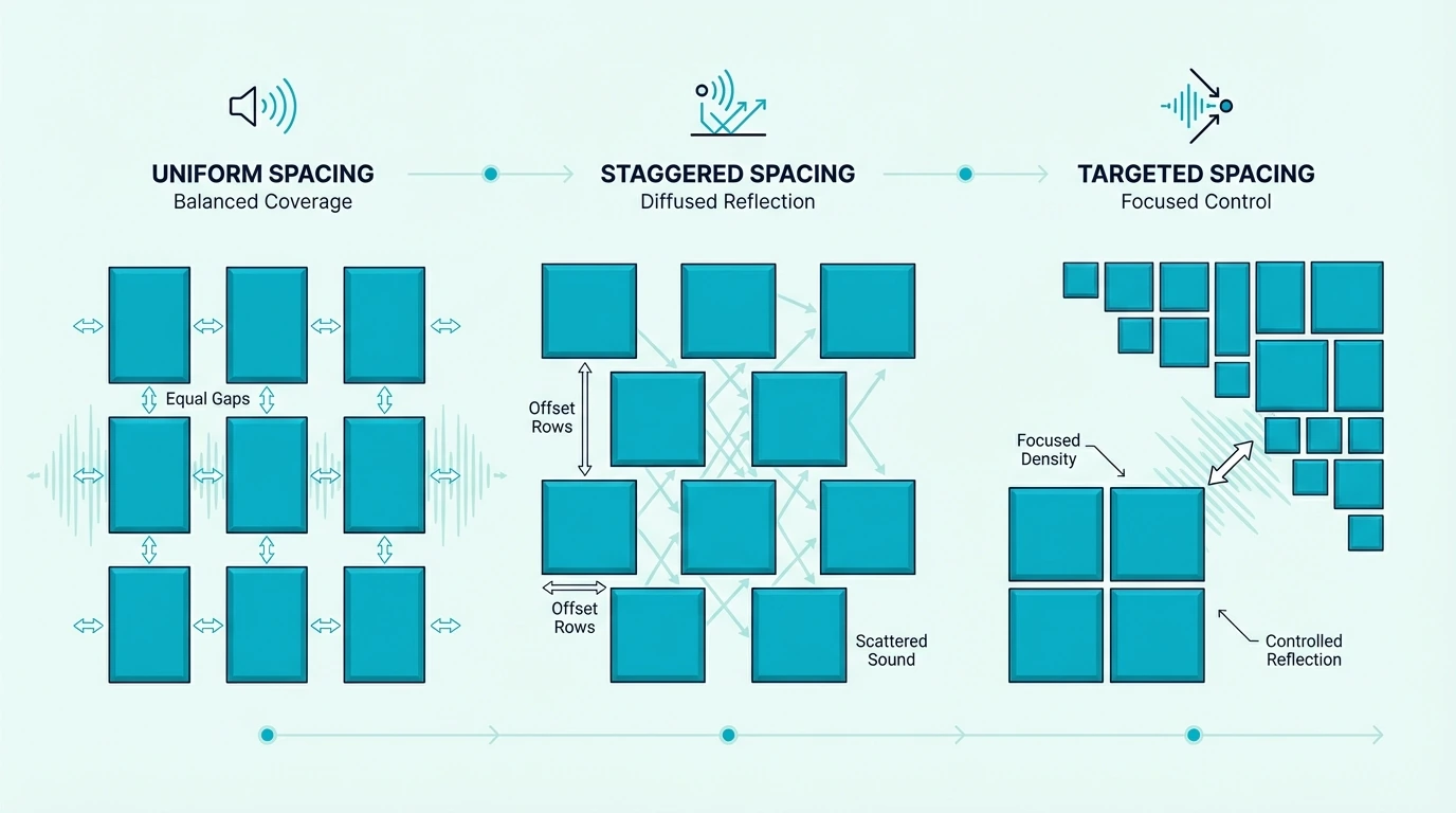 Common acoustic panel spacing patterns