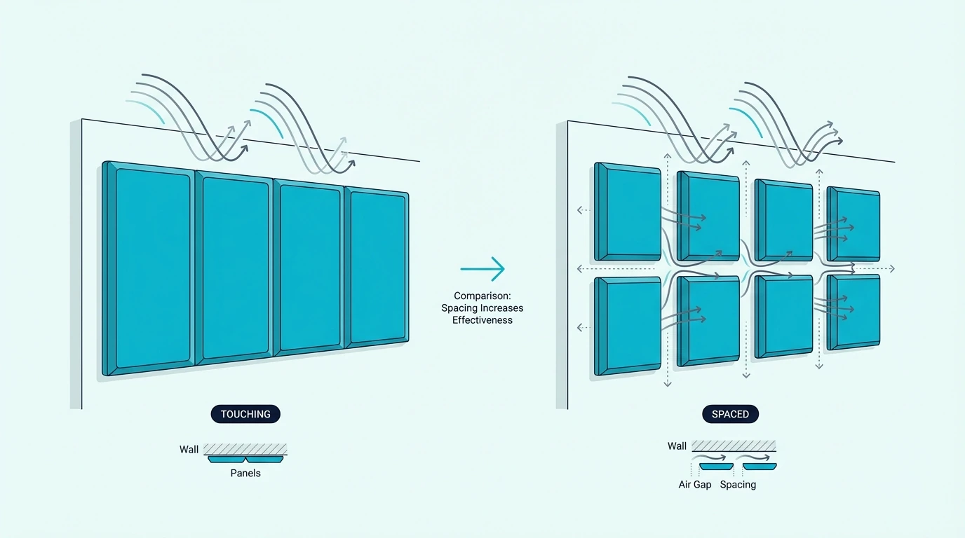 Comparison of touching versus spaced acoustic panels