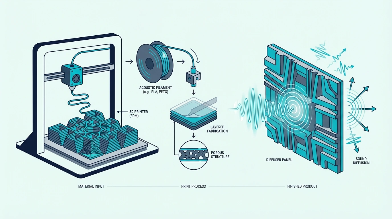 3D-printed sound diffuser material options