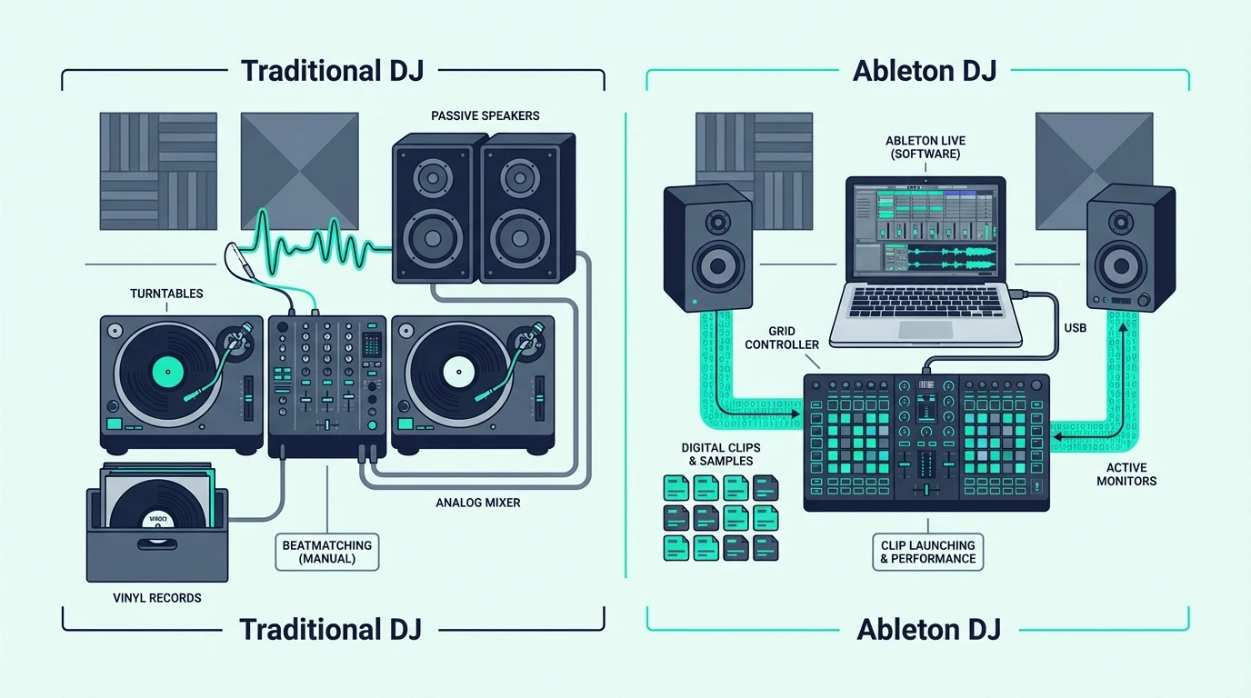 Ableton DJ workflow compared with traditional DJ controllers