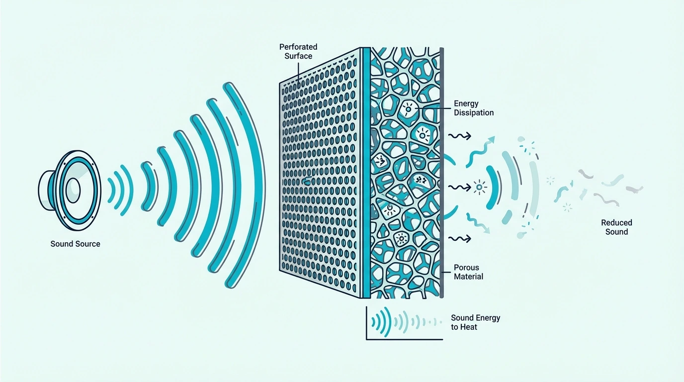 Mechanism of sound absorption in acoustic treatment