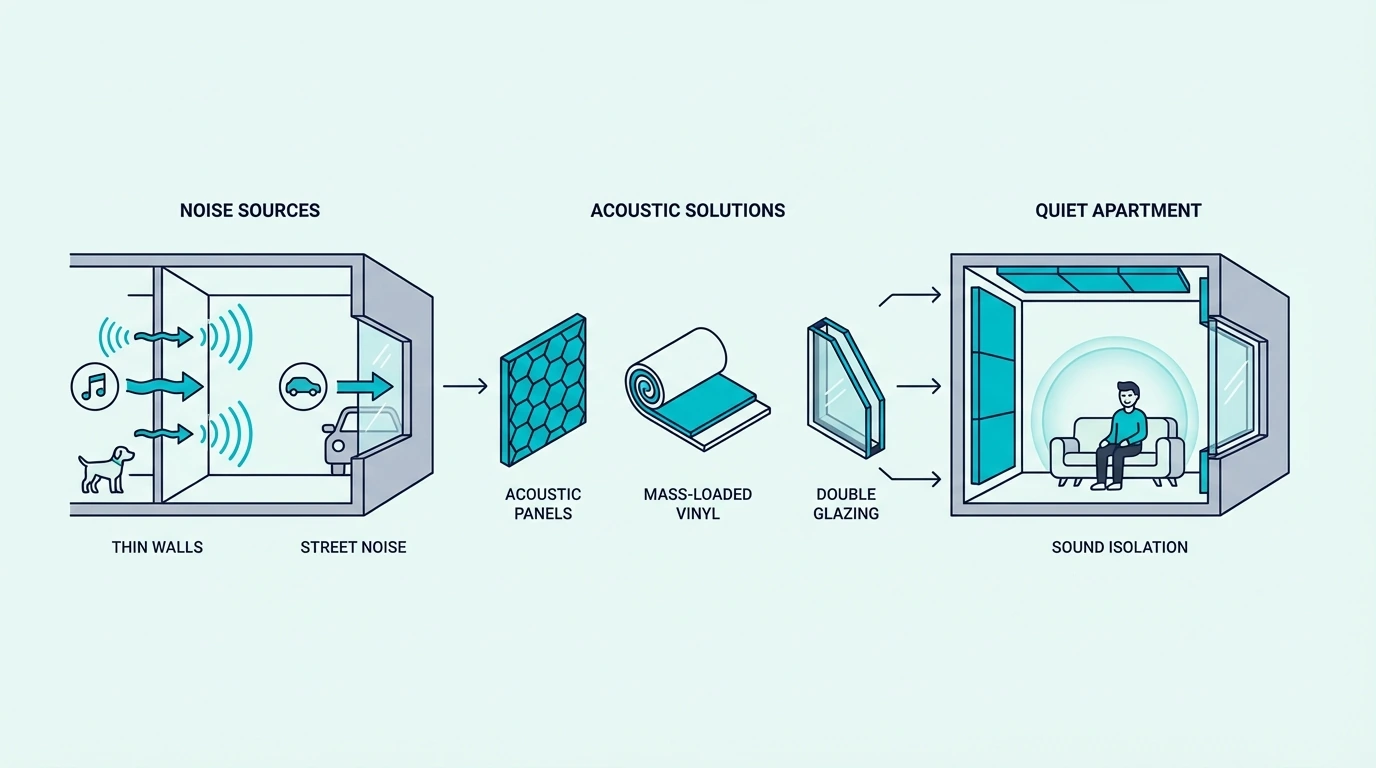 Apartment soundproofing challenges from shared walls and floors