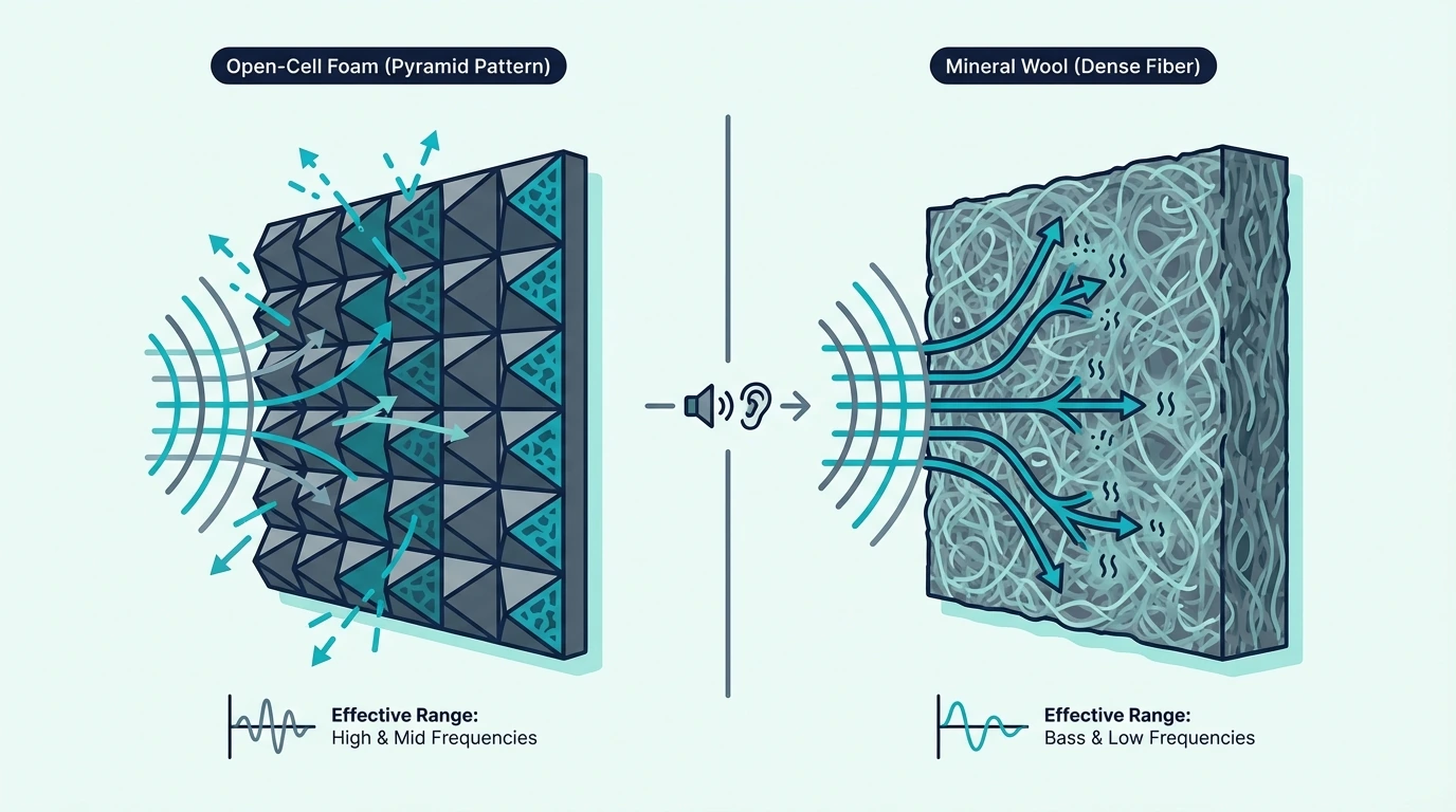 Auralex foam and Rockwool bass traps compared