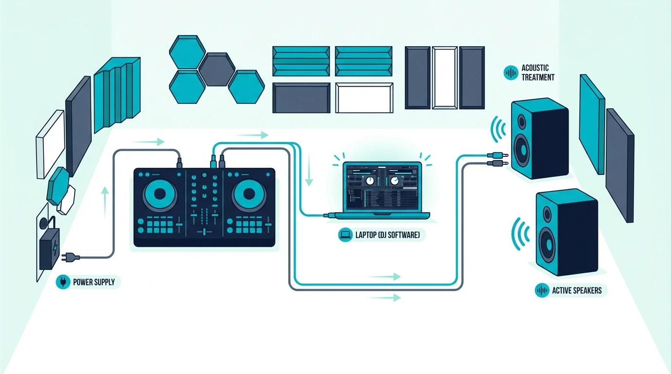 Basic setup diagram for connecting a DJ controller