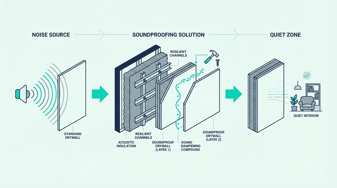 Choosing drywall for soundproofing walls and ceilings