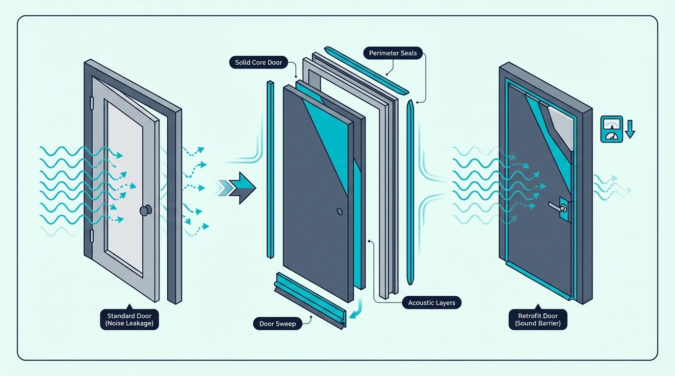 Retrofitting an existing interior door for better soundproofing