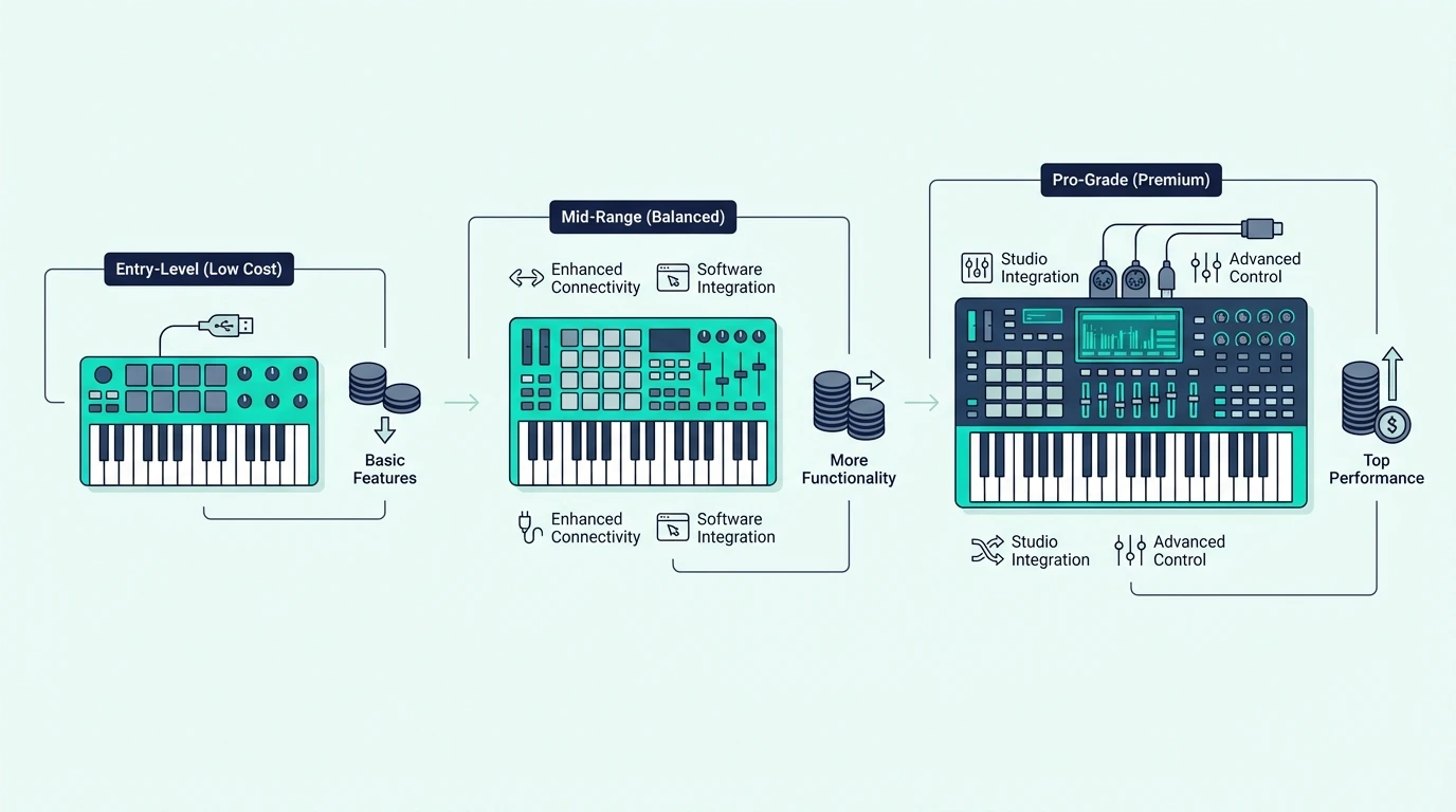 MIDI controller budget tiers compared