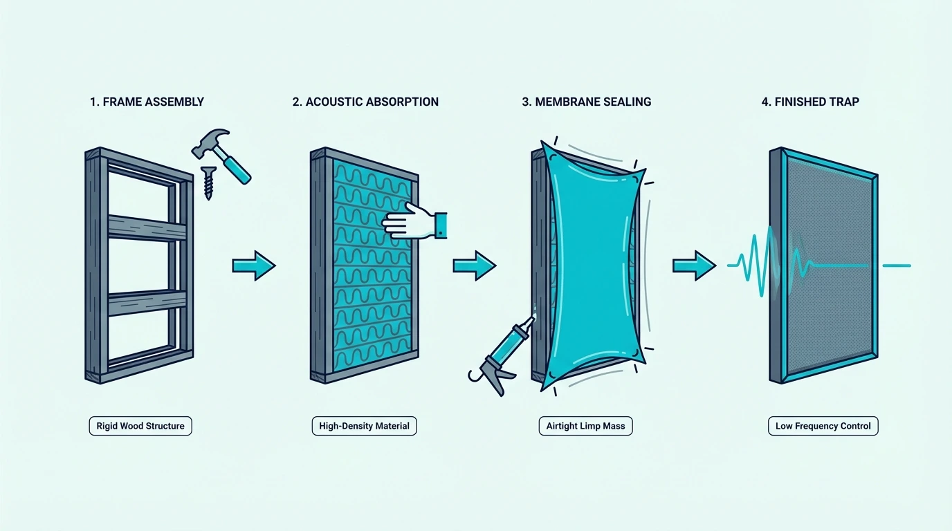 Build steps for a DIY membrane bass trap