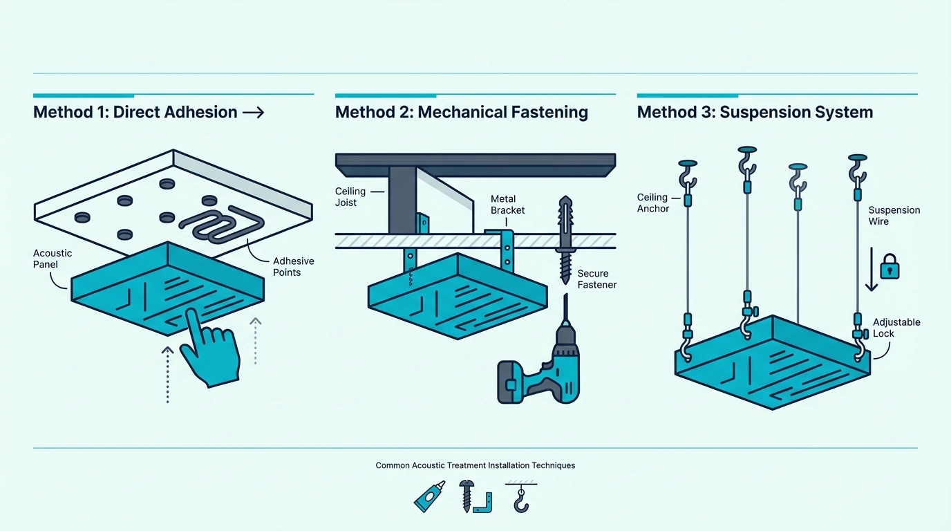 Mounting methods for ceiling bass traps