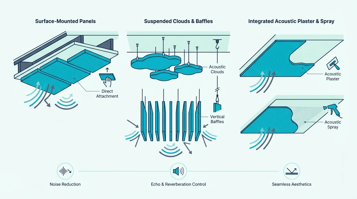 Types of ceiling acoustic treatment