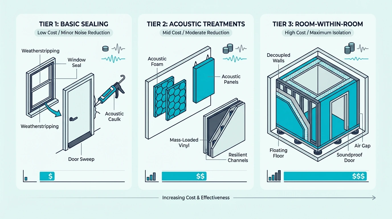 Cost tiers for door soundproofing upgrades