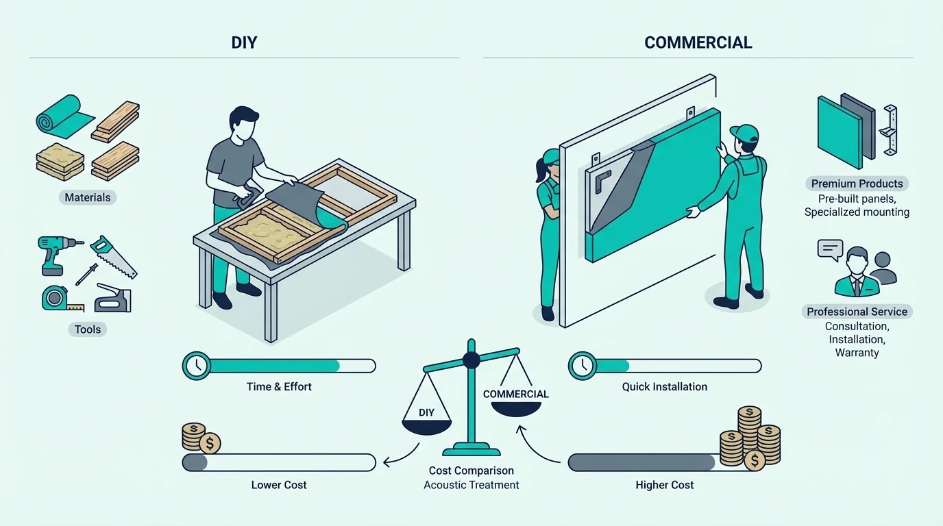 DIY acoustic treatment compared with commercial products