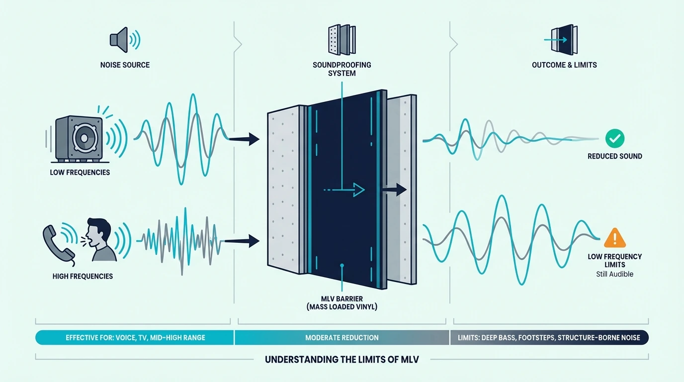 Limits of mass loaded vinyl for blocking noise
