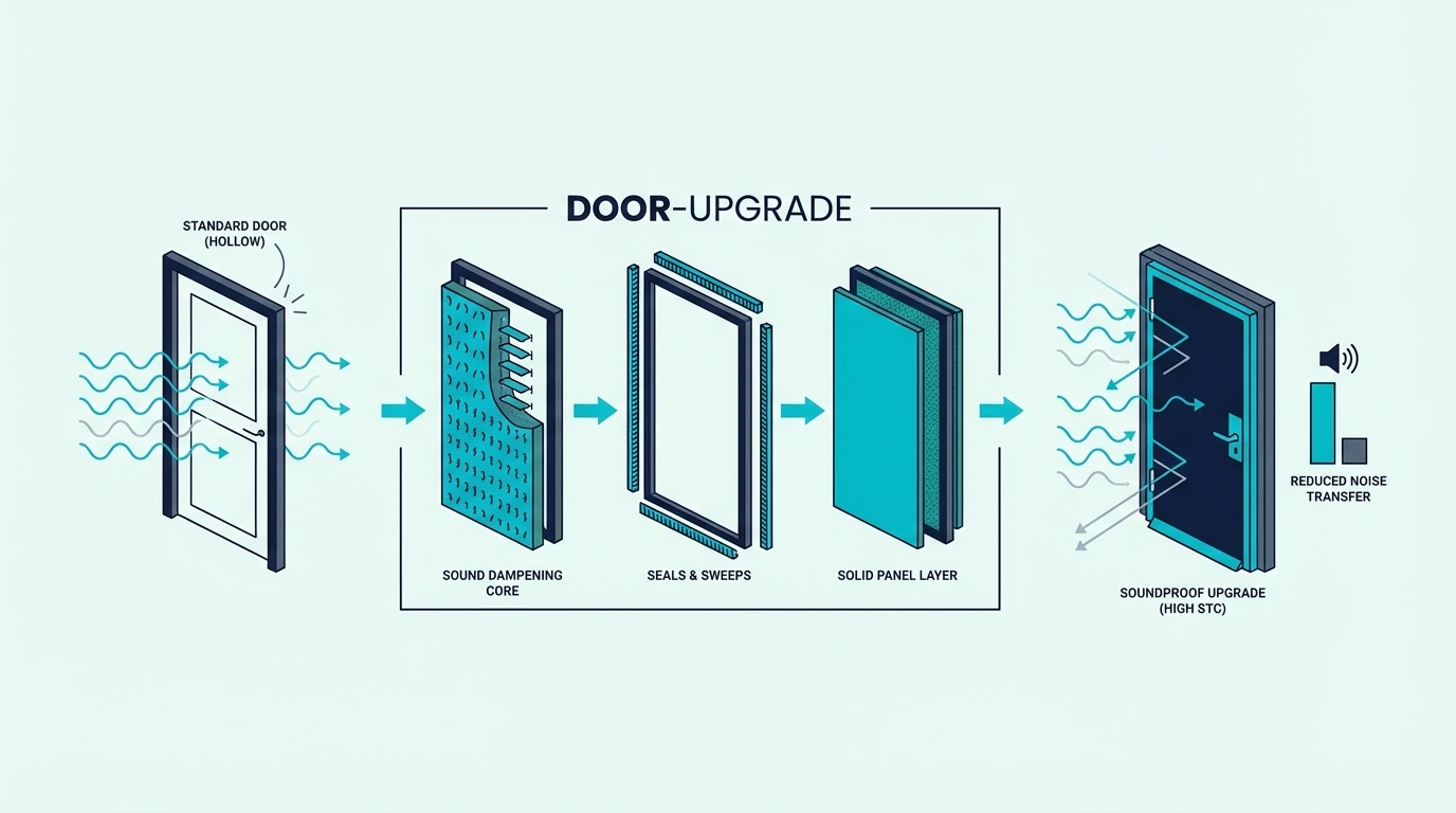 Door upgrade options for better soundproofing