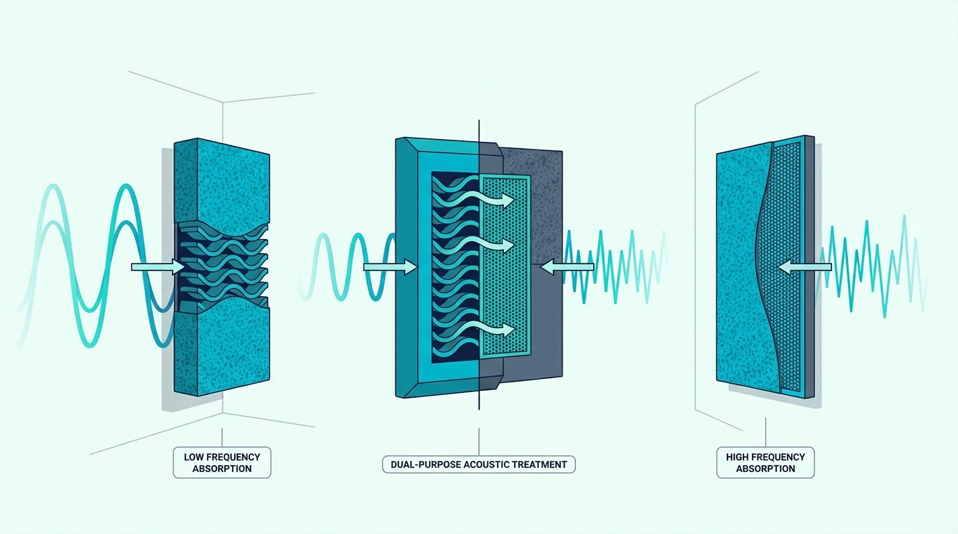 Dual-purpose panels that absorb bass and midrange reflections