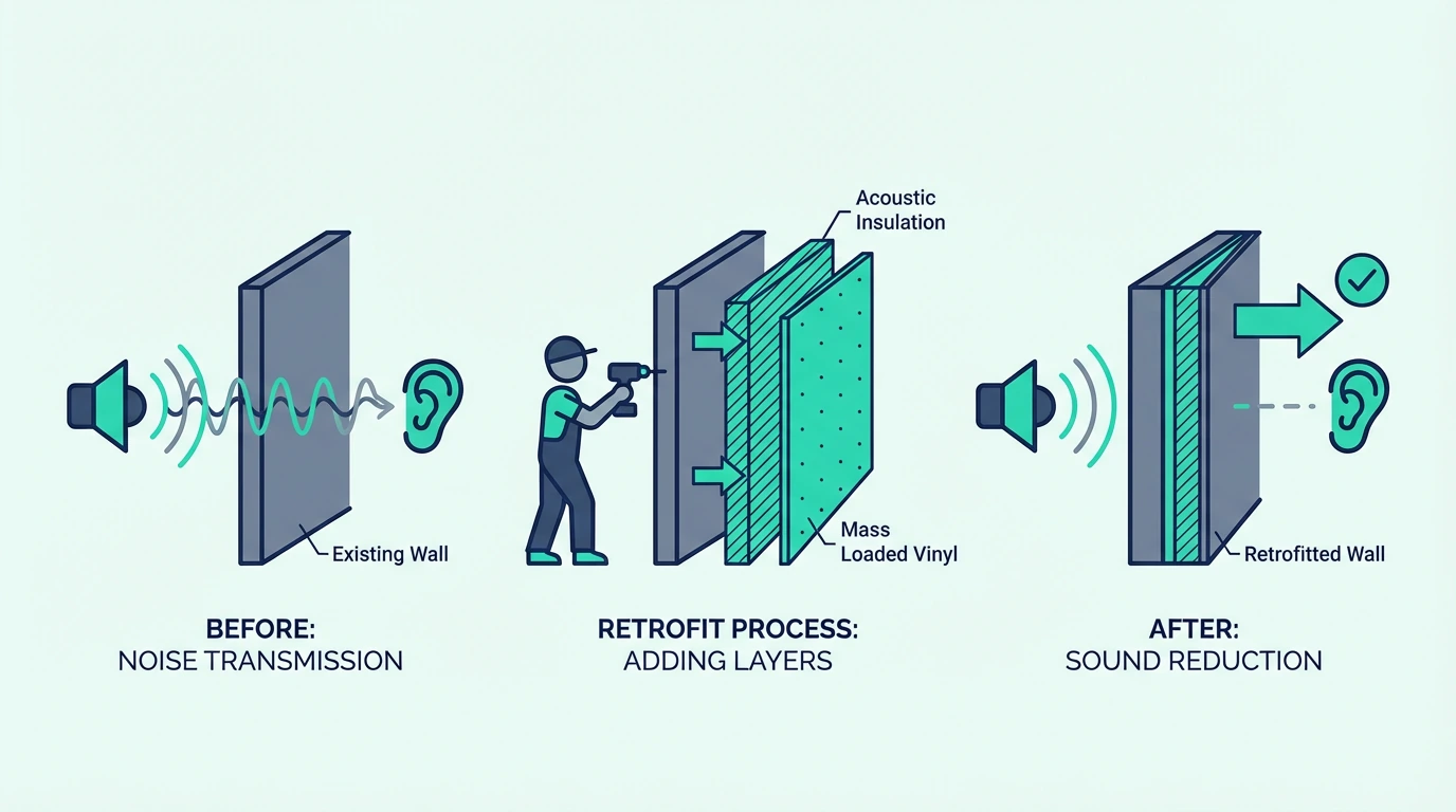 Retrofitting an existing wall for soundproofing