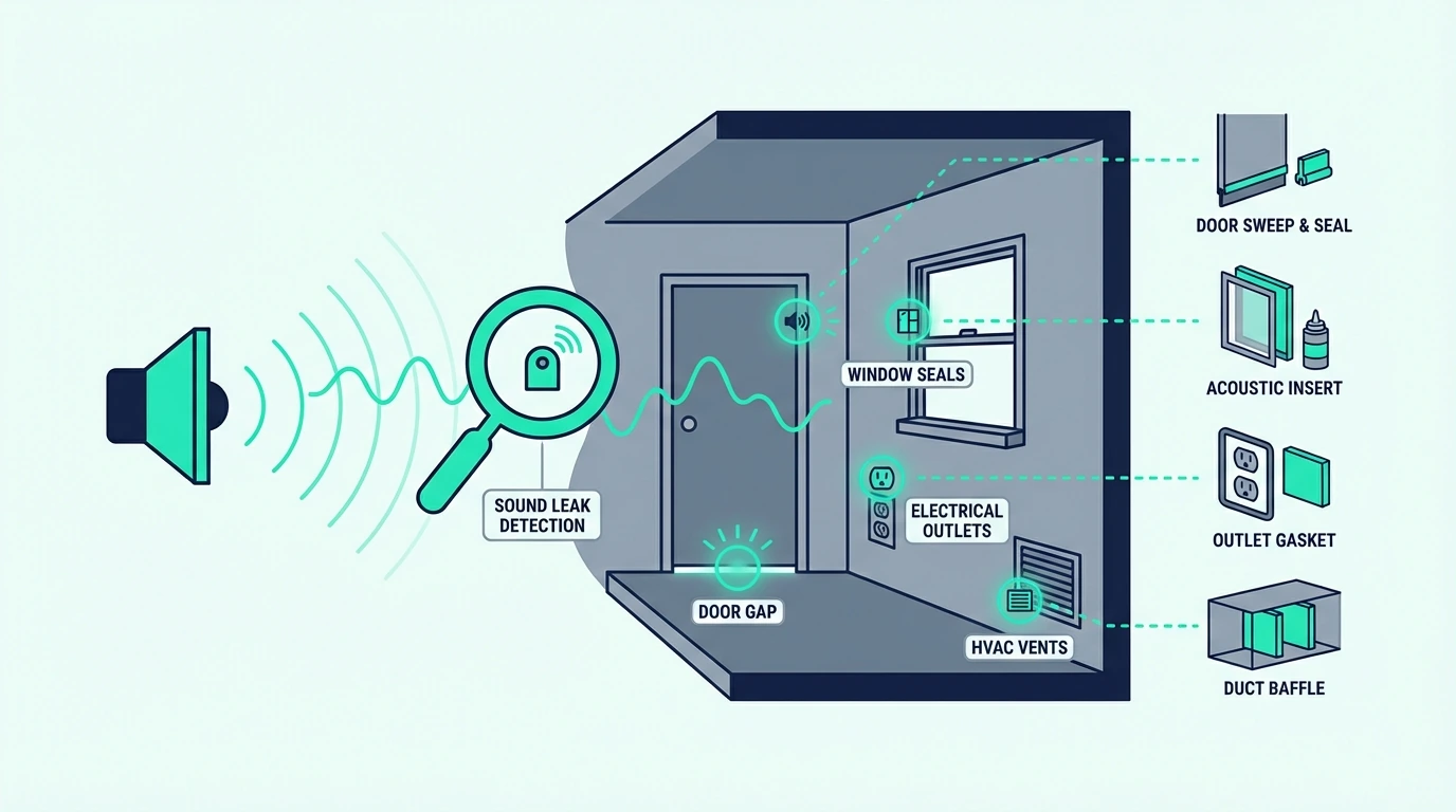 Finding weak points where noise leaks into a room
