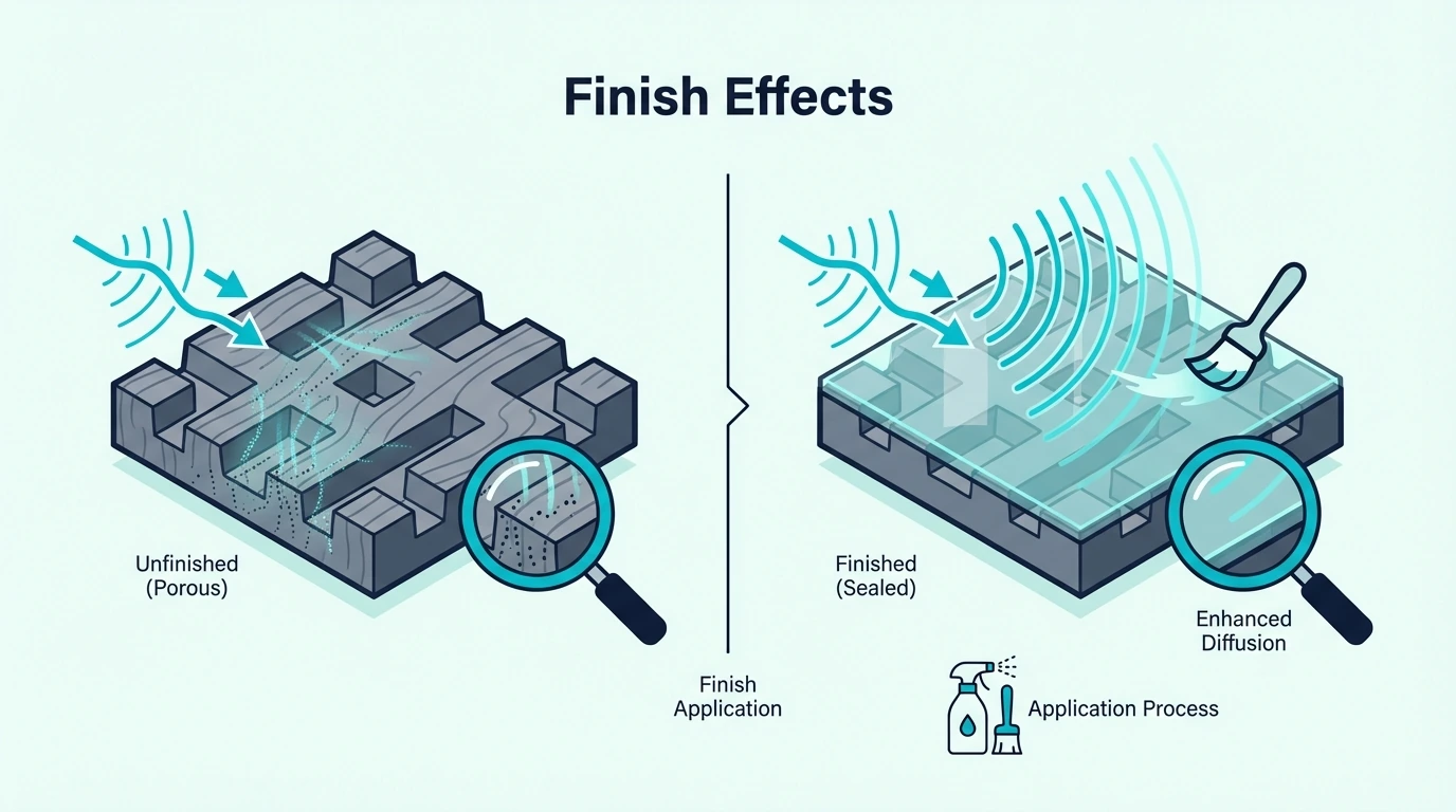 How wood finish affects sound diffuser performance