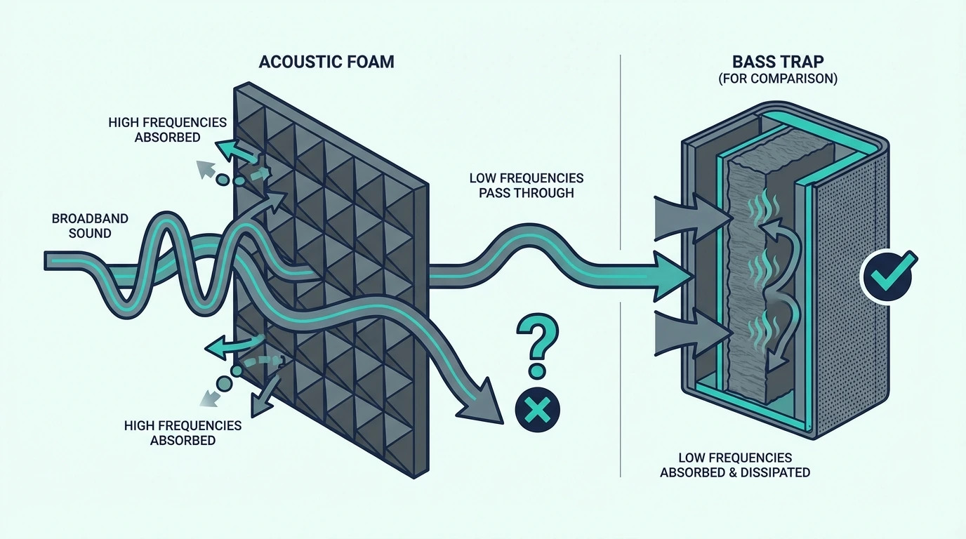 Limitations of acoustic foam for low-frequency control