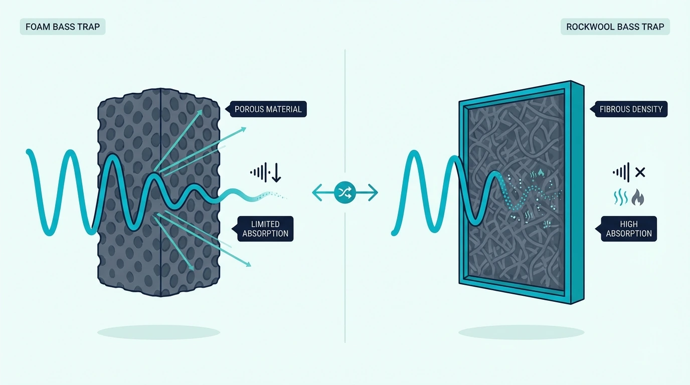 Foam and Rockwool compared for low-frequency absorption