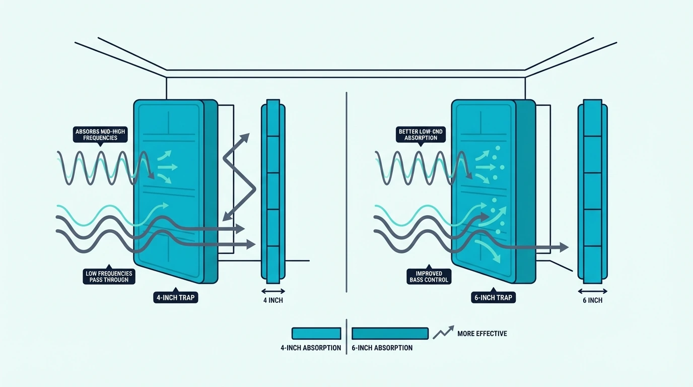 Four-inch and six-inch bass traps compared