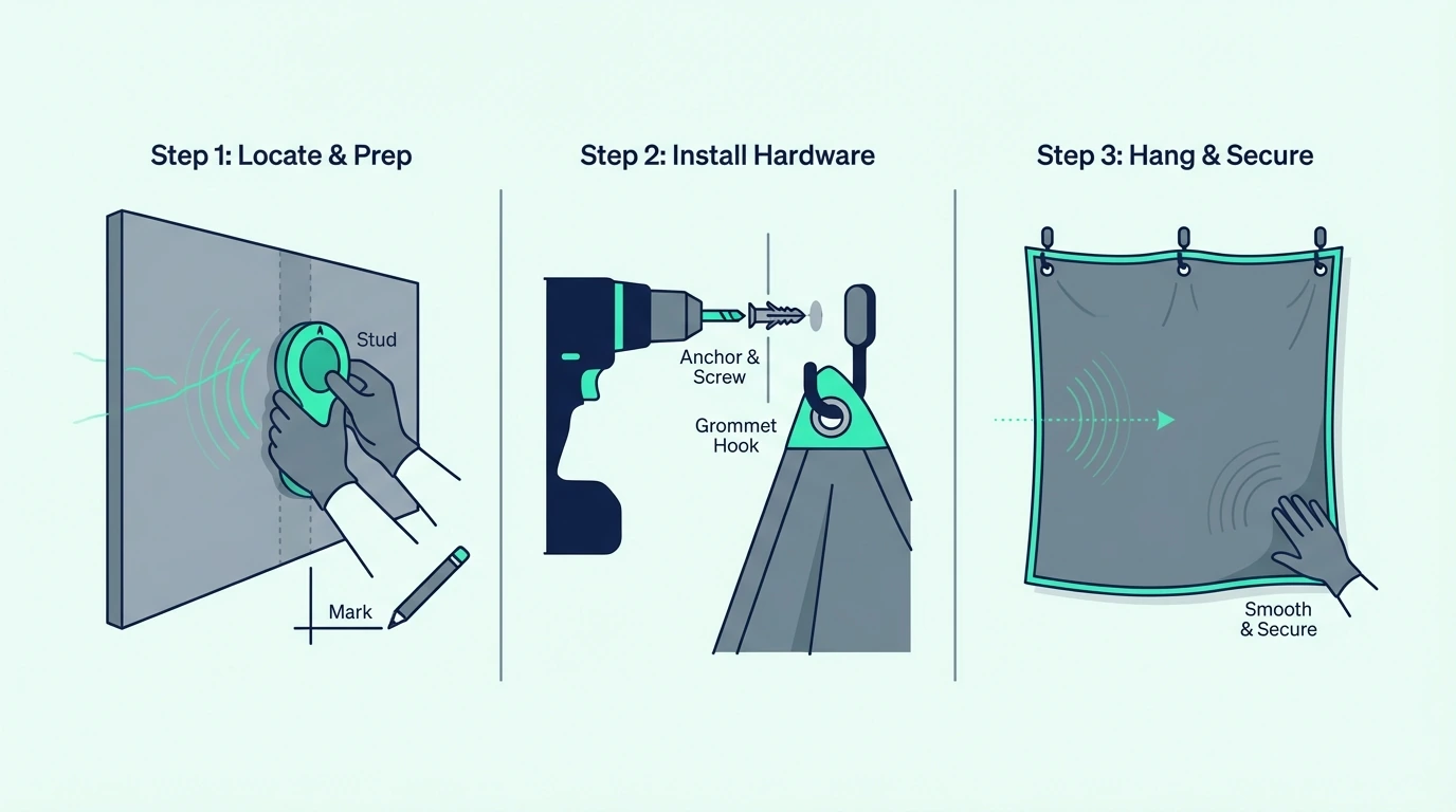 How to hang blankets for acoustic treatment