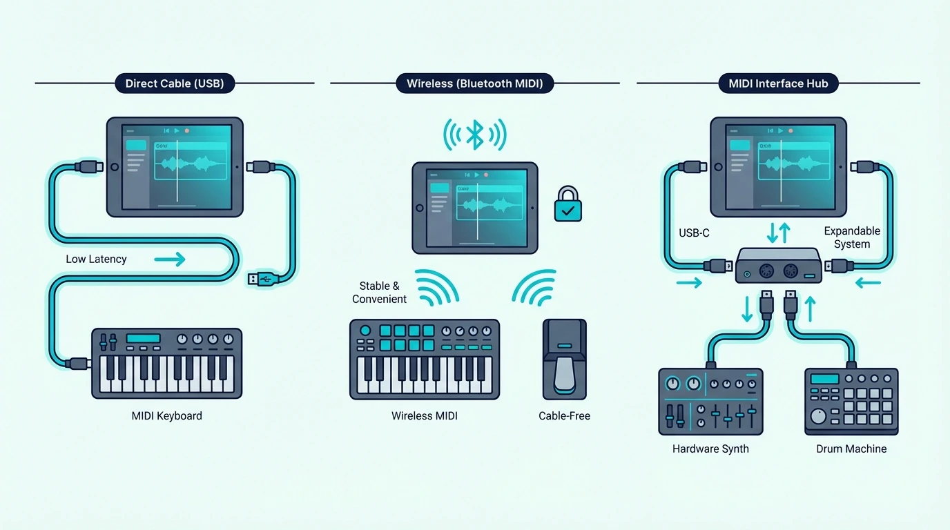 iPad connection methods for MIDI controllers