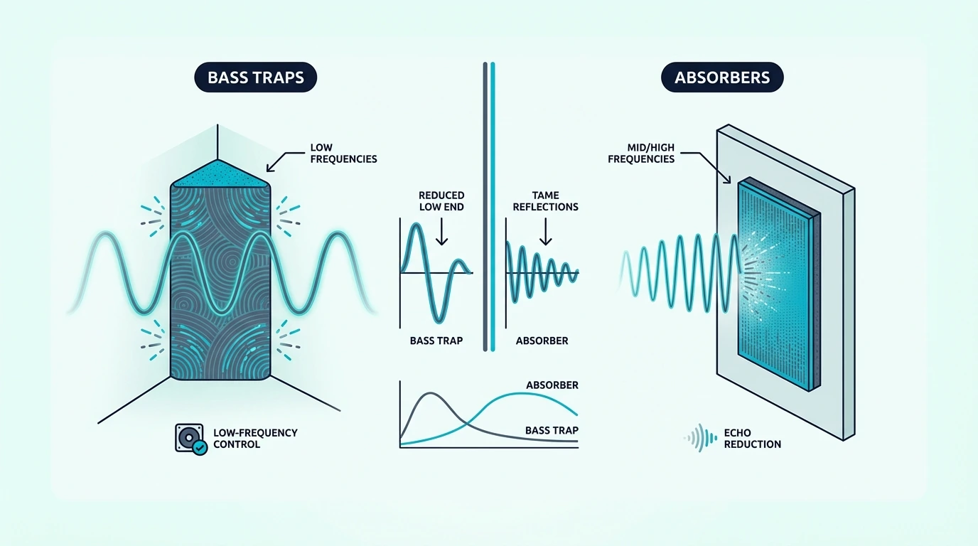 Key differences between bass traps and acoustic foam
