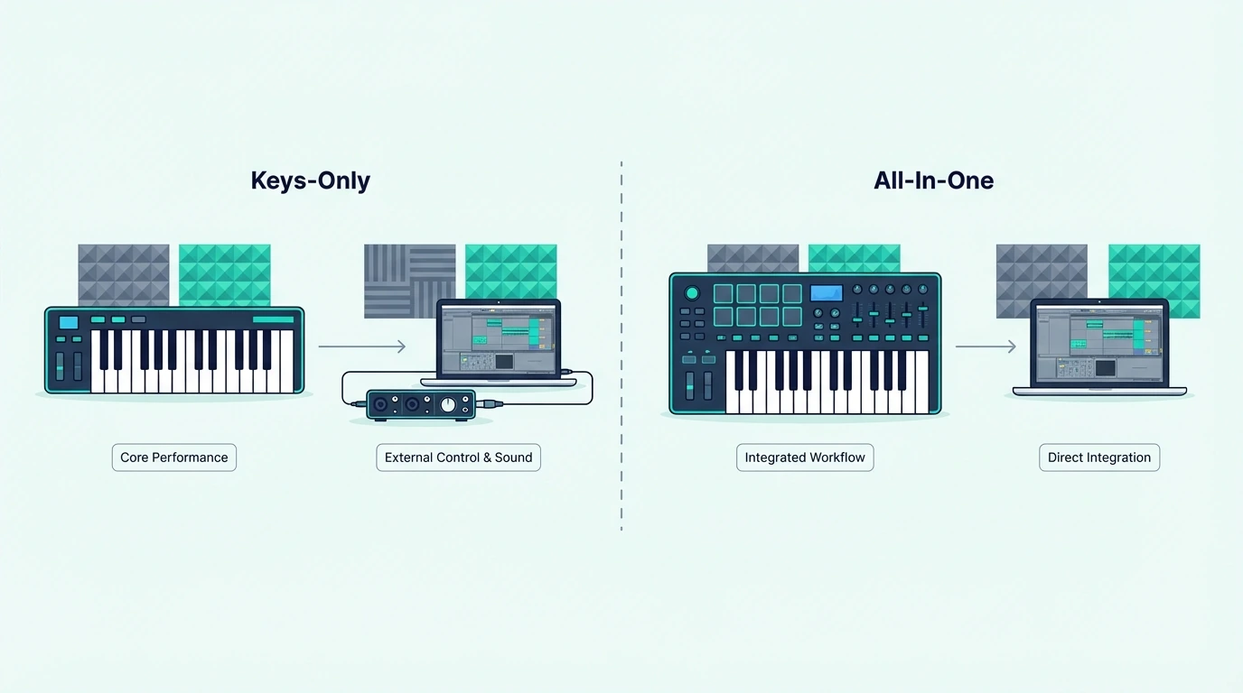 Keys-only and all-in-one 25-key MIDI controllers compared