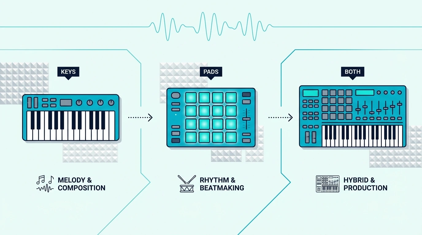 Choosing MIDI controller keys, pads, or both