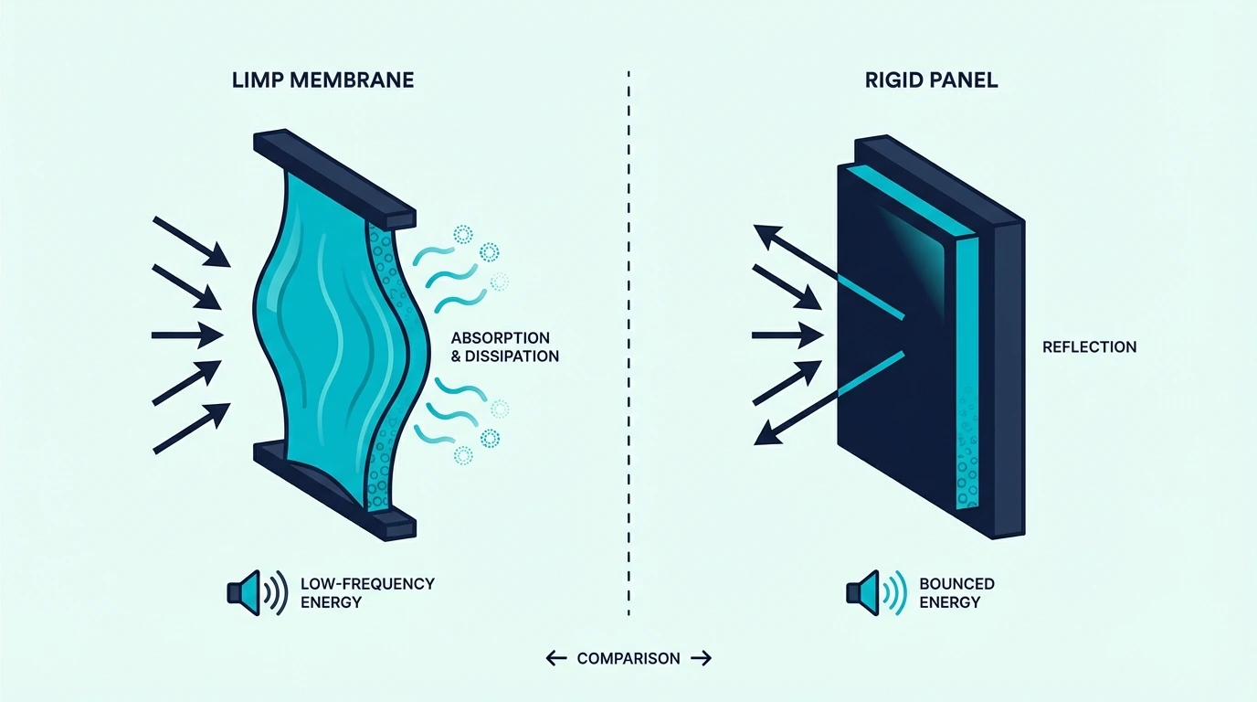 Limp membrane and rigid panel bass traps compared