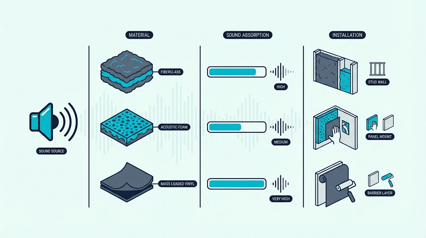 Comparison of common soundproofing materials
