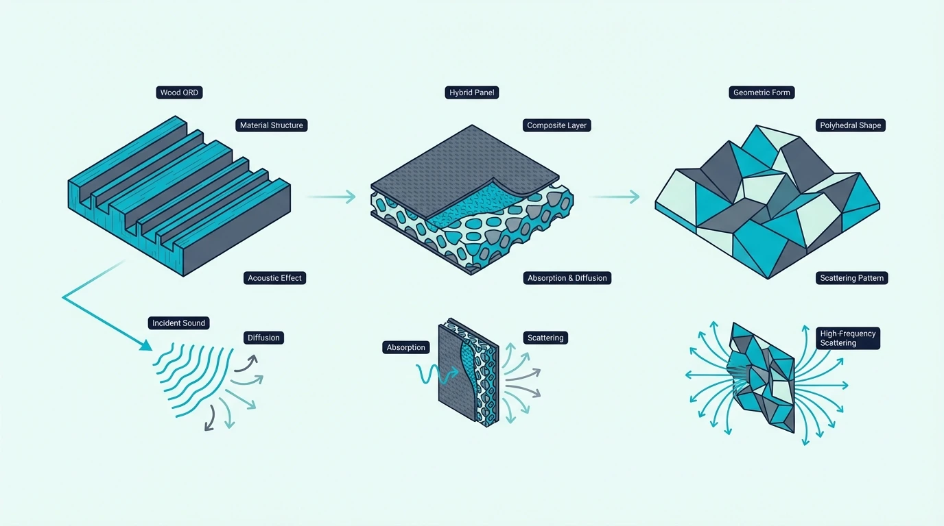 Overview of materials used for sound diffusers