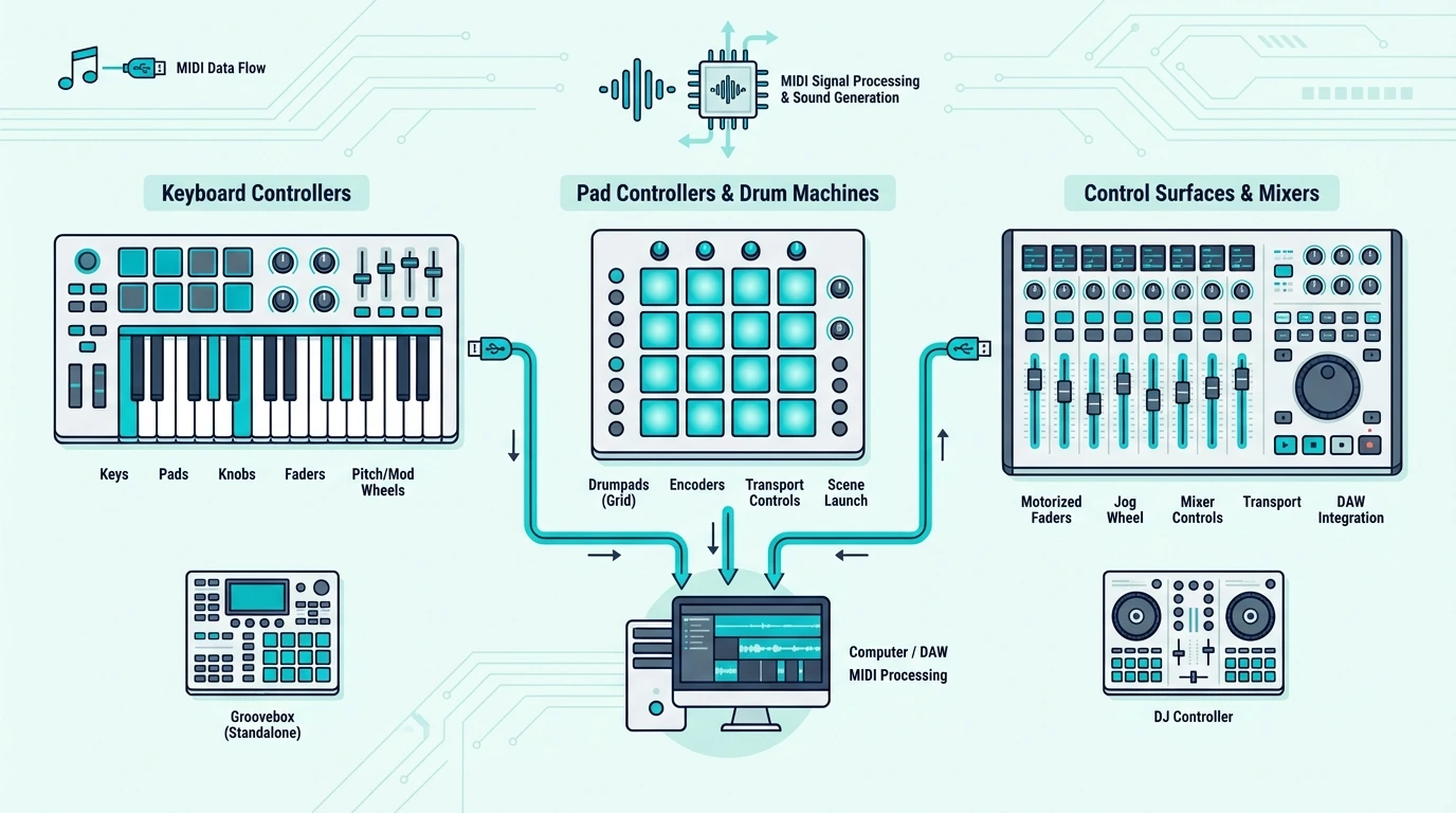 Common types of MIDI controllers