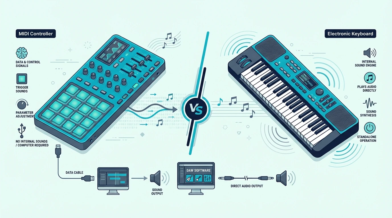 MIDI controller compared with a keyboard
