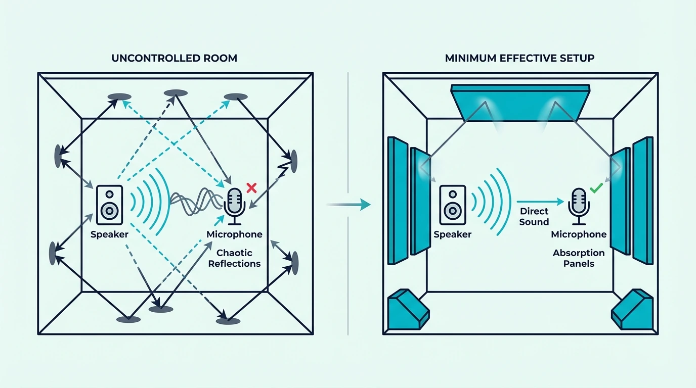 Minimum effective acoustic treatment setup