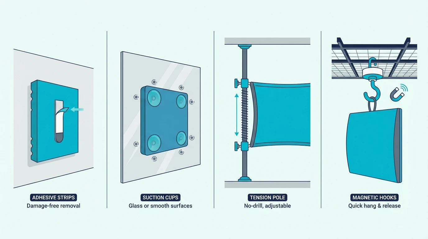 Temporary acoustic treatment mounting methods