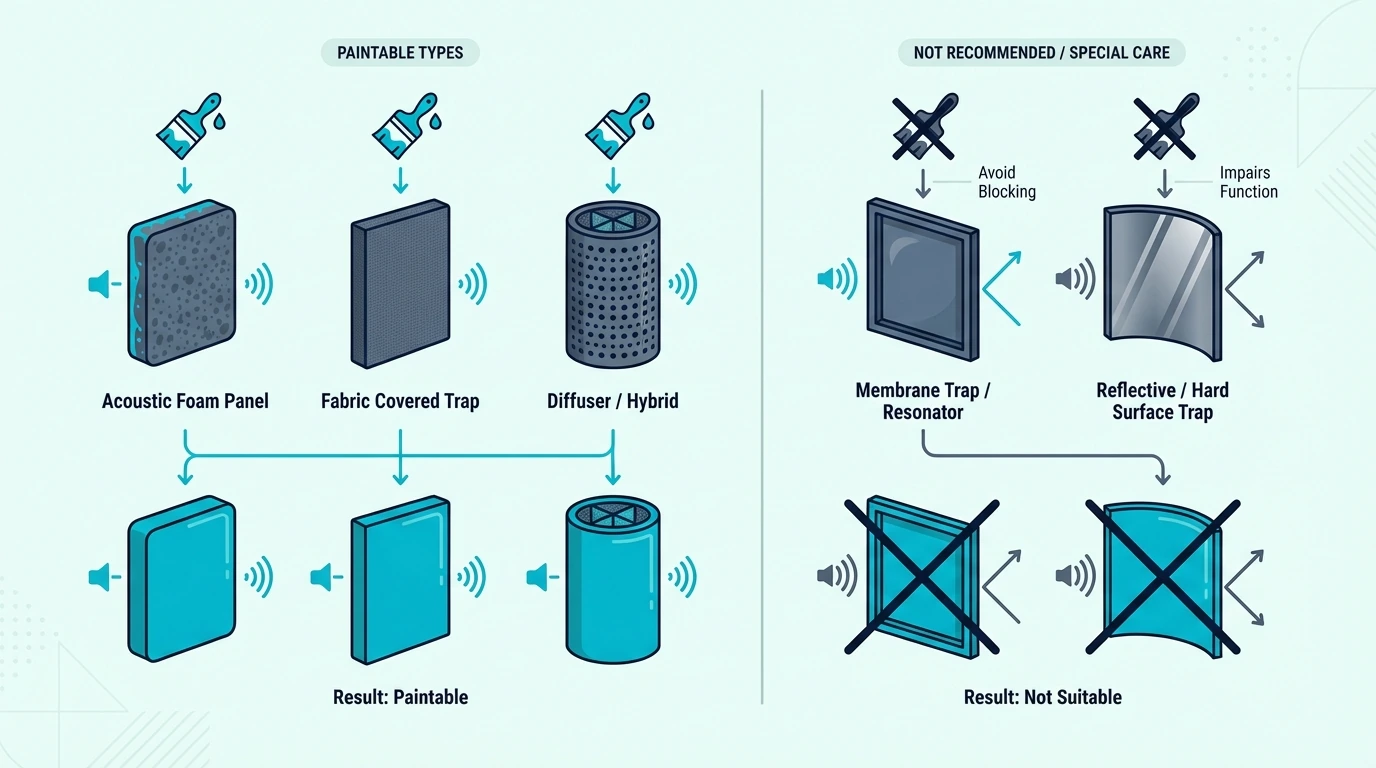 Bass trap types that can be painted safely