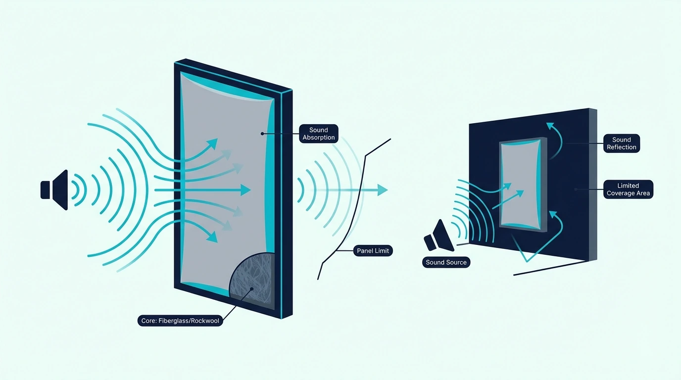 Limits of soundproofing panels for blocking noise