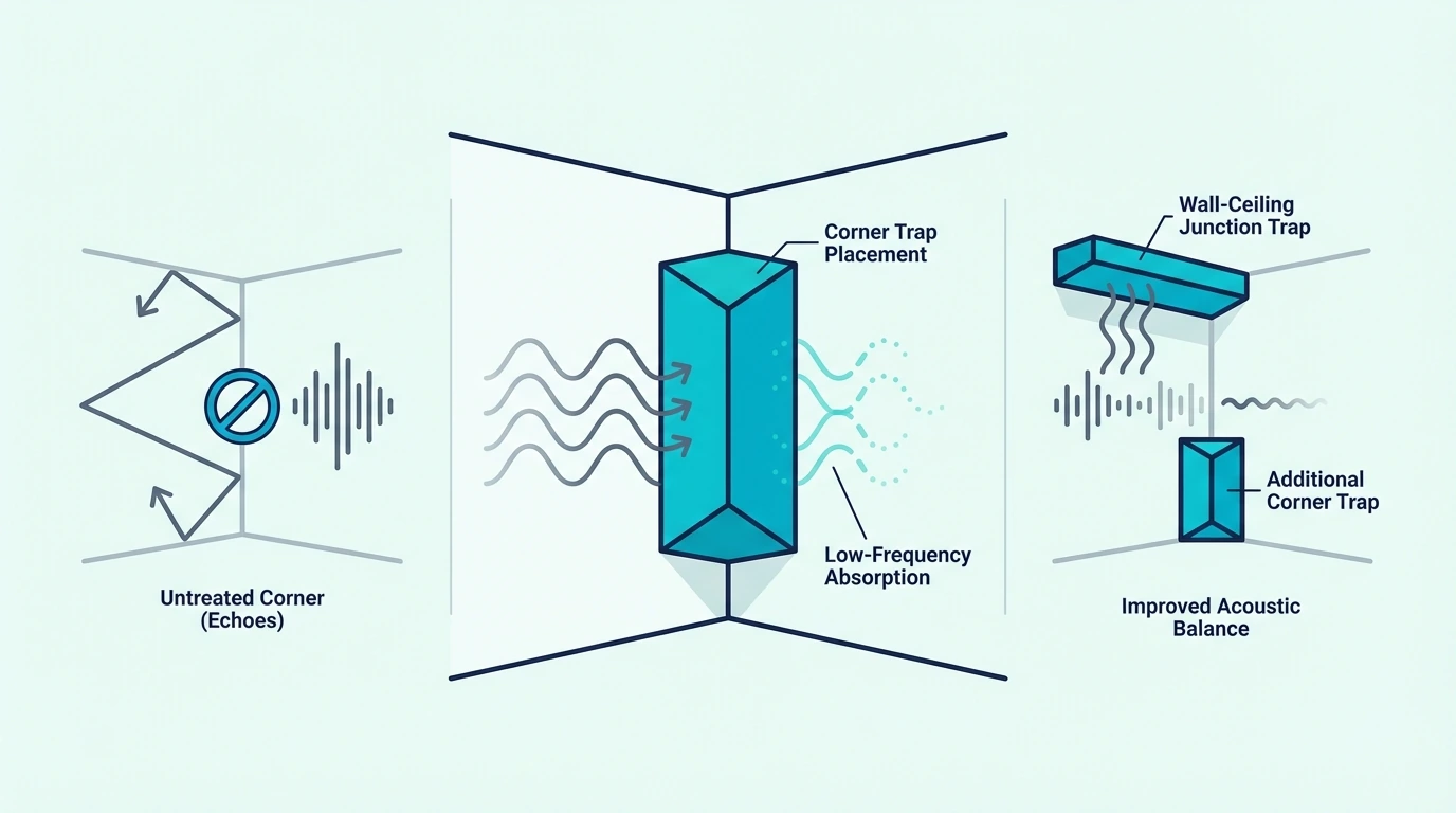 Positioning bass traps in room corners and boundaries
