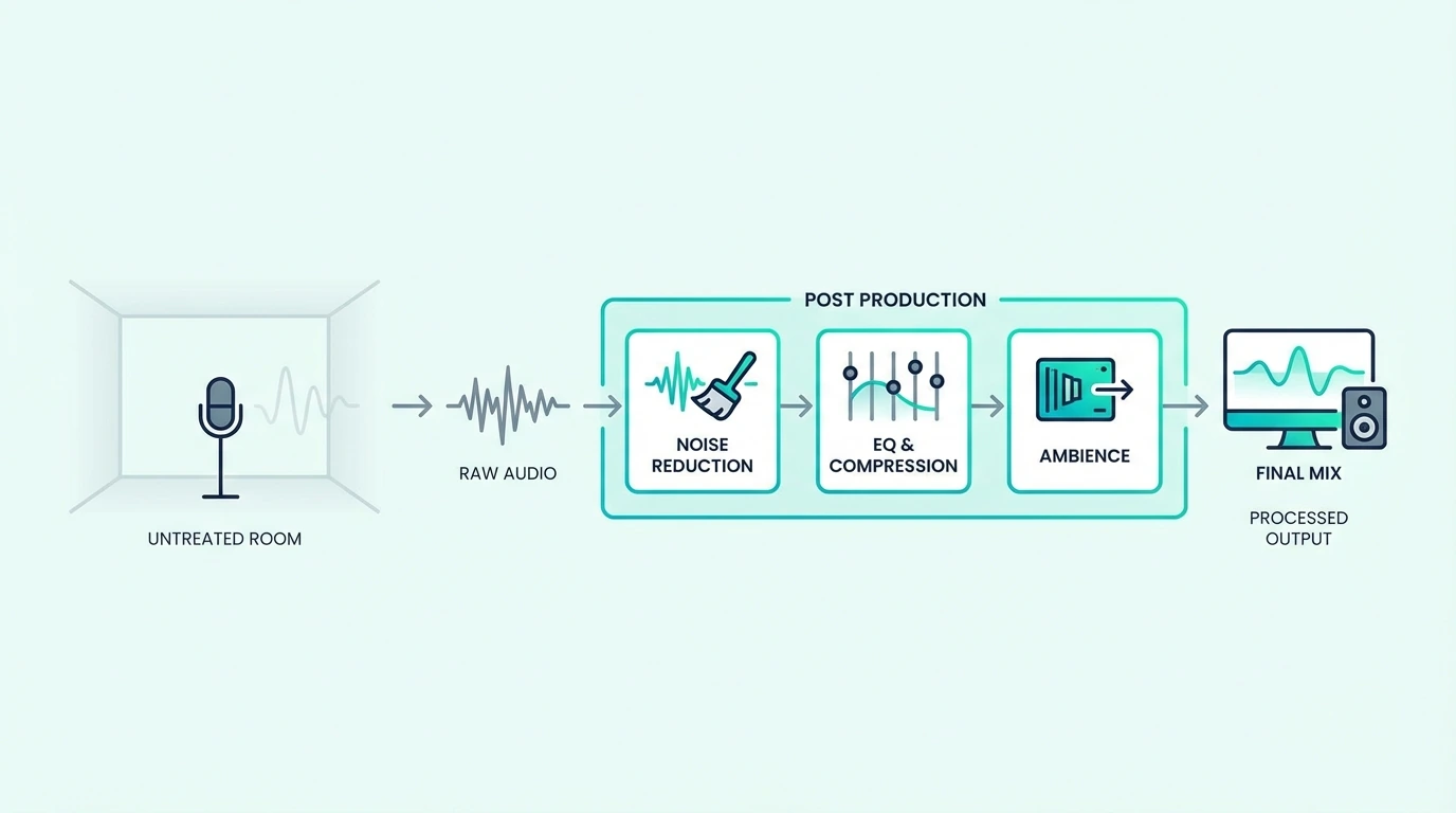 Post-production cleanup for recordings made without treatment