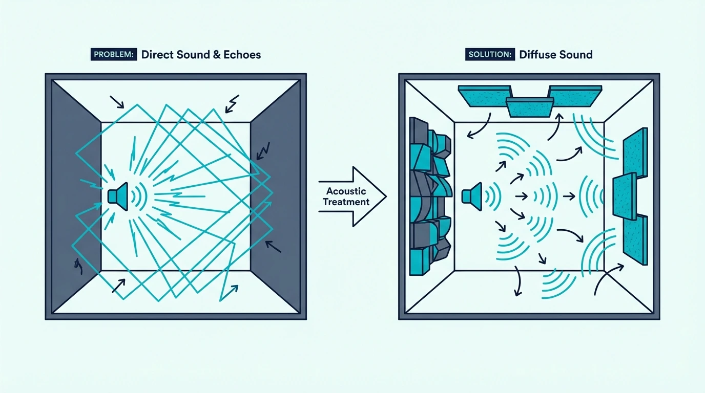 Room acoustic problems that sound diffusion helps solve