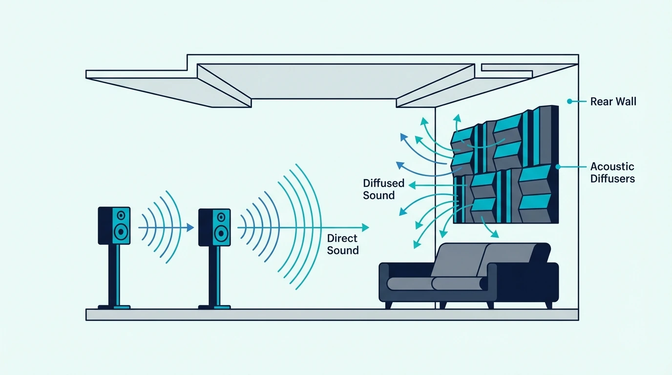 Rear wall placement for sound diffusers