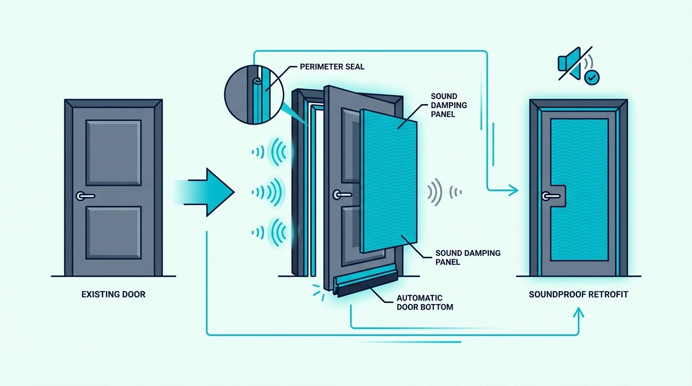 Retrofit options for soundproofing an existing door