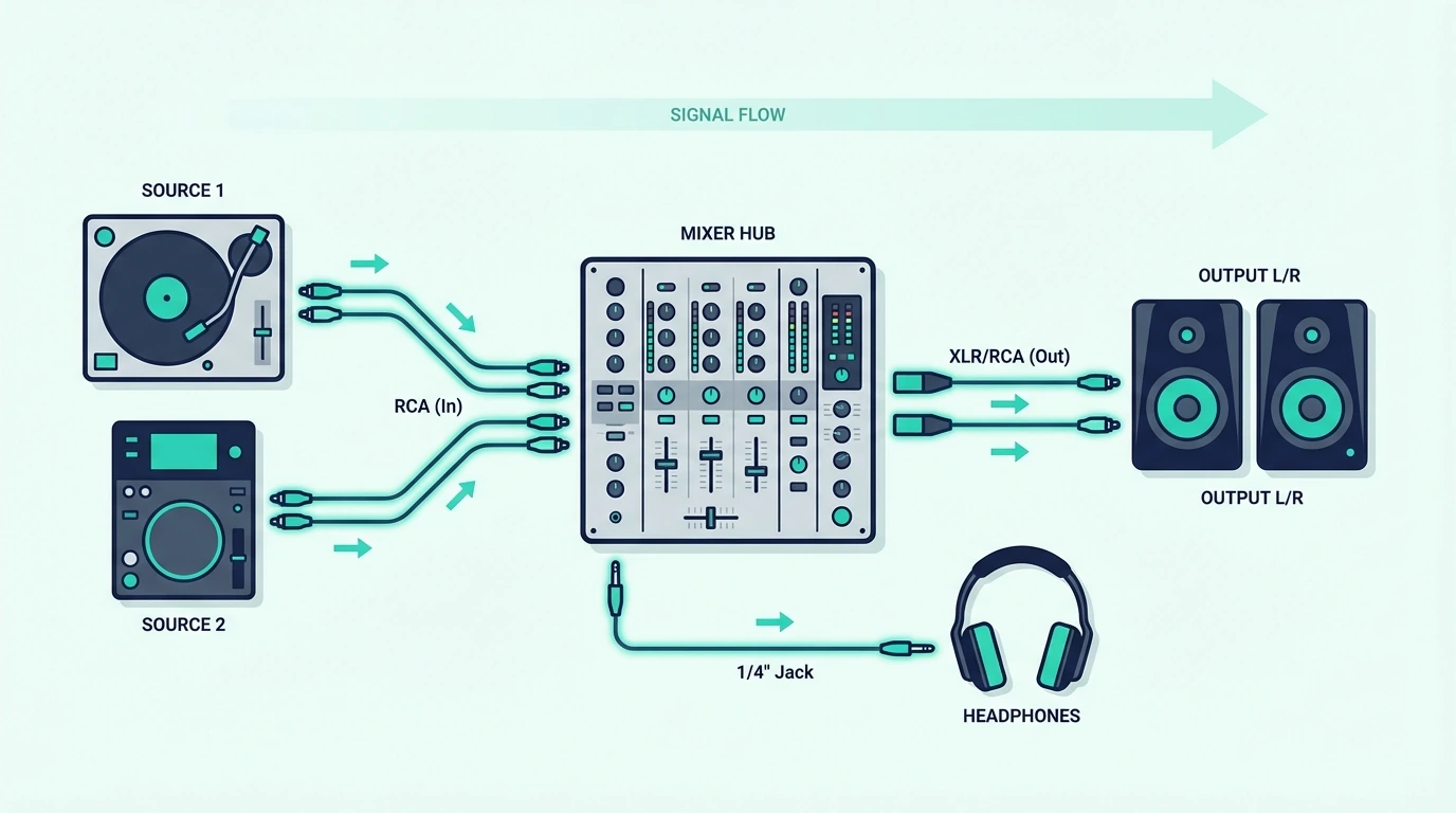 Setup guide for a first DJ mixer
