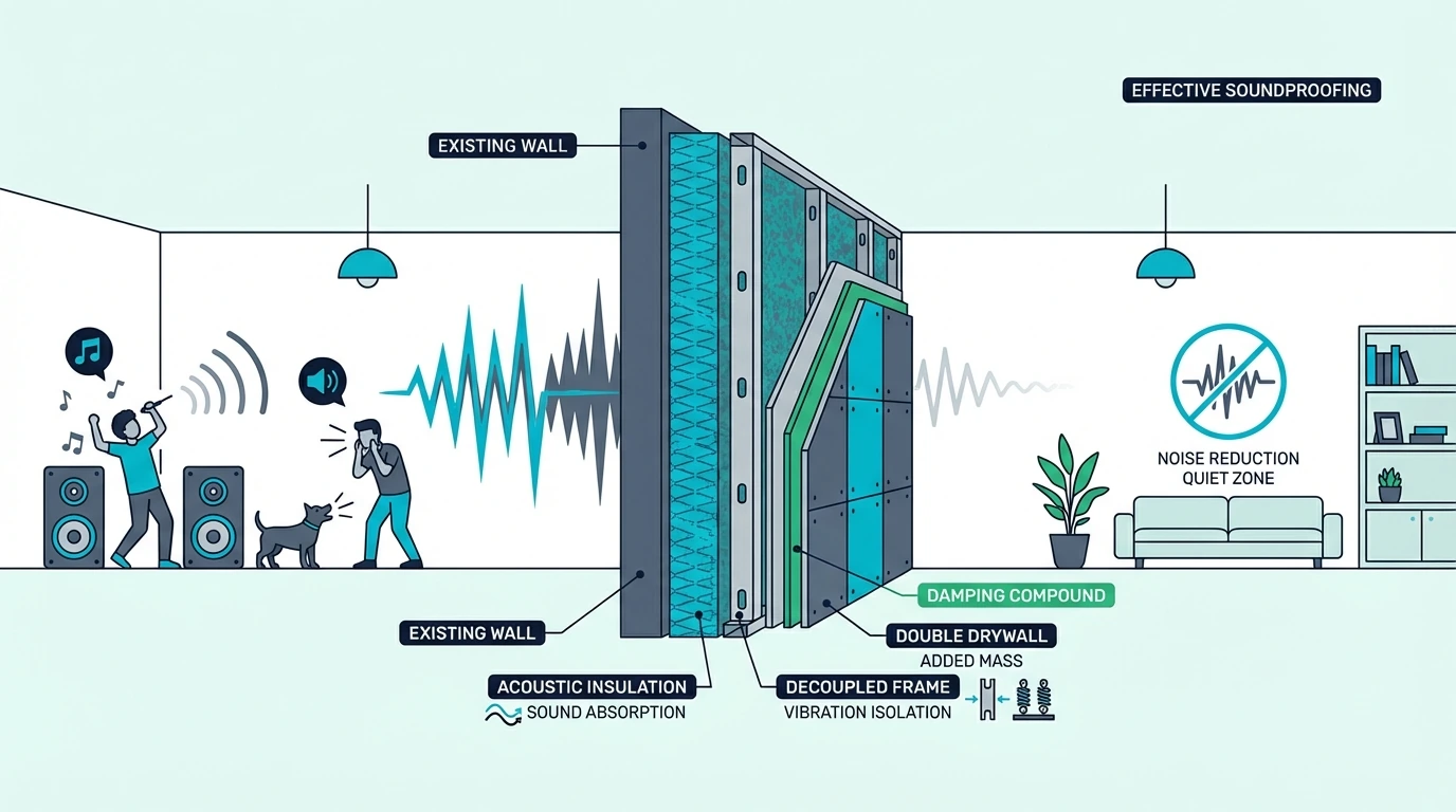 Shared wall soundproofing for noisy neighbours