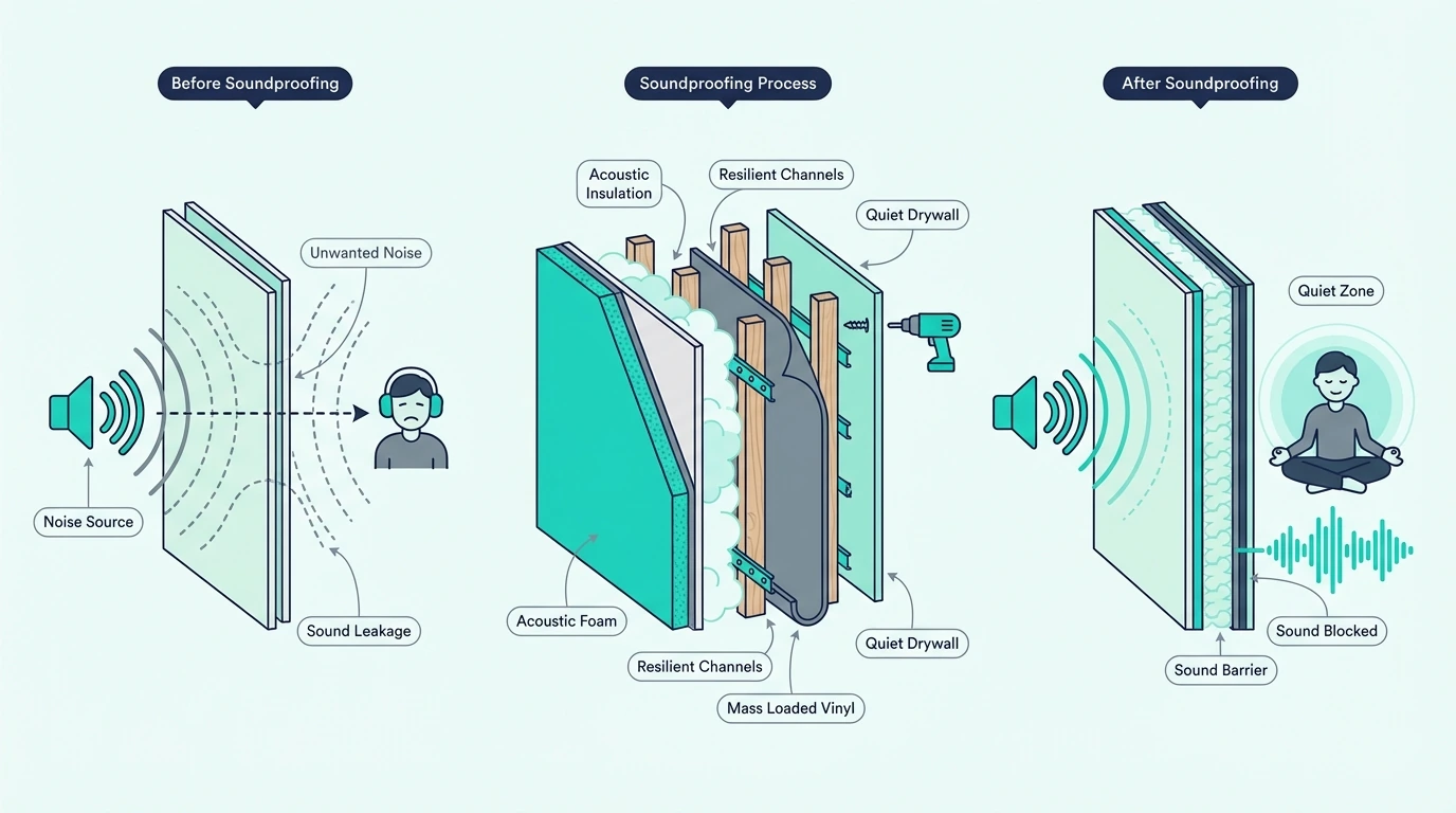 Shared wall soundproofing for neighbour noise