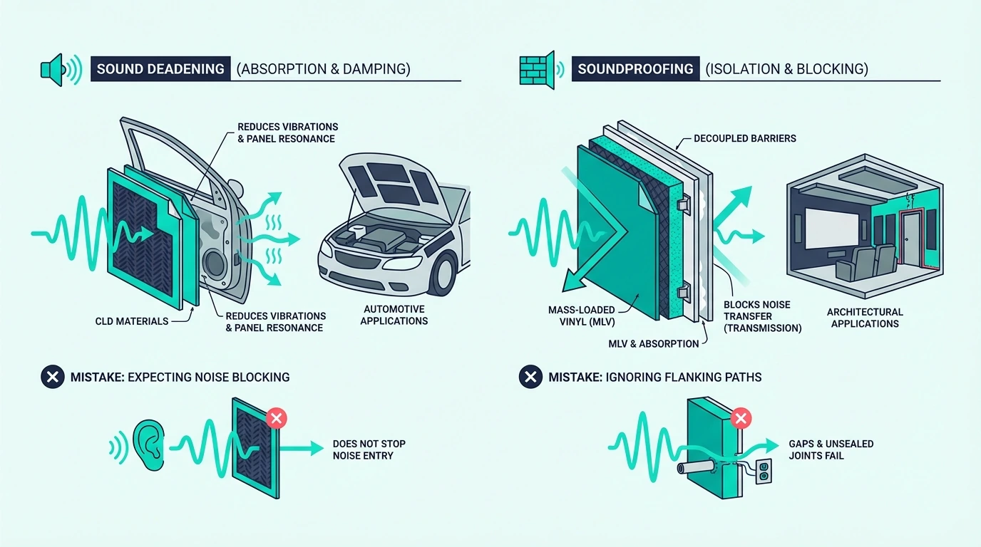 Common mistakes when confusing sound deadening with soundproofing